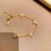 2026 New Gold Cross Pestle Zircon Diamond Chain Five Flower Bracelet Women's Niche Design New Chinese Bracelet Bracelet