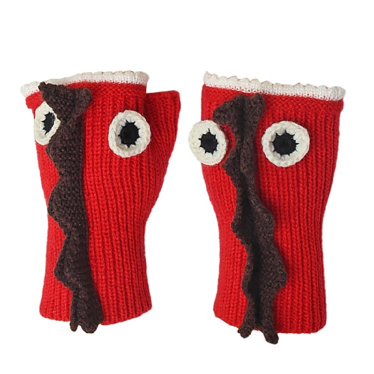 Winter Knitting Gloves Girls Half Finger Gloves Outdoor Skiing Cycling Gloves