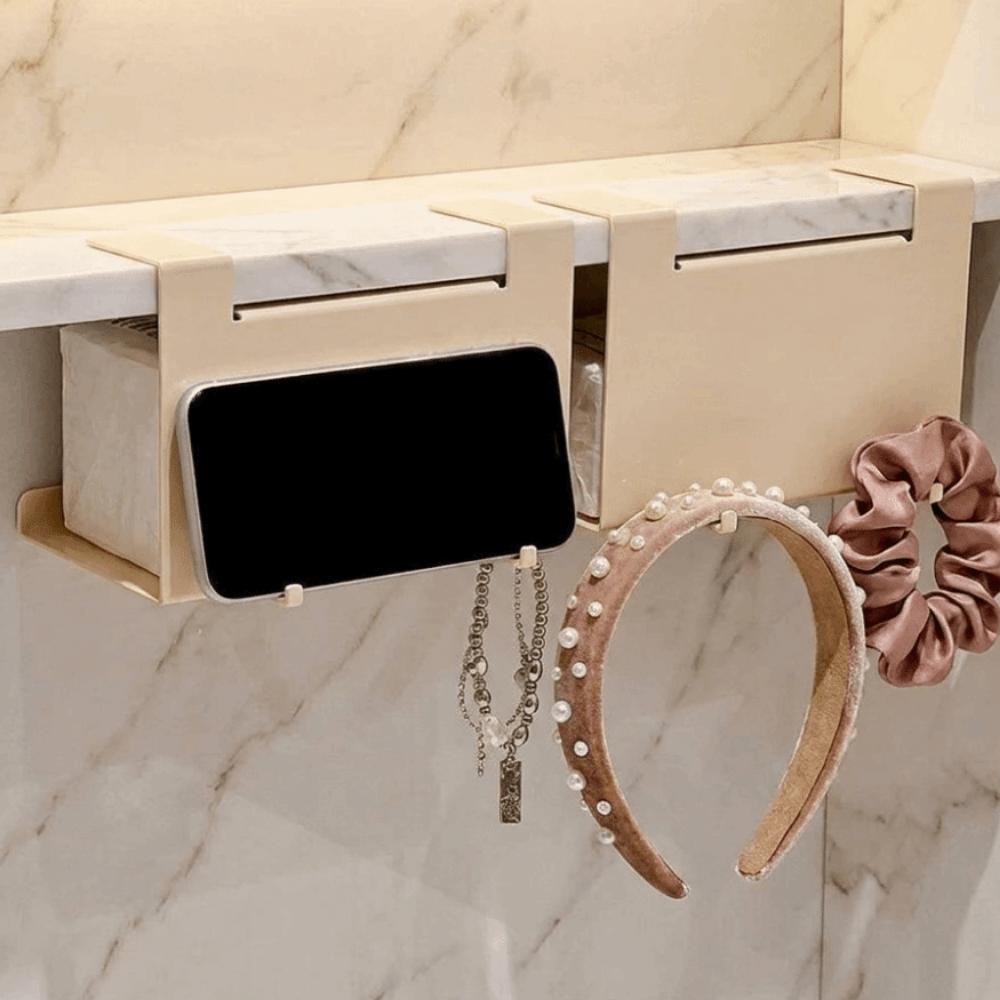Iron Under Cabinet Paper Towel Holder Removable Space Saving Face Towel Storage Rack Wall Mounted Rustproof Roll Paper Holder