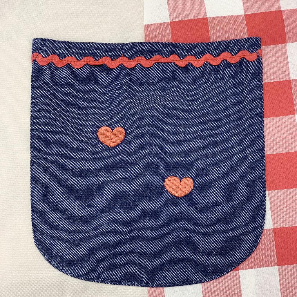 Momo and x Side Check [Atelier Momo] [Monchhichi] [Sanrio] Apron, Opening, Beige, Pattern, Women's, M-L, MA43997-51