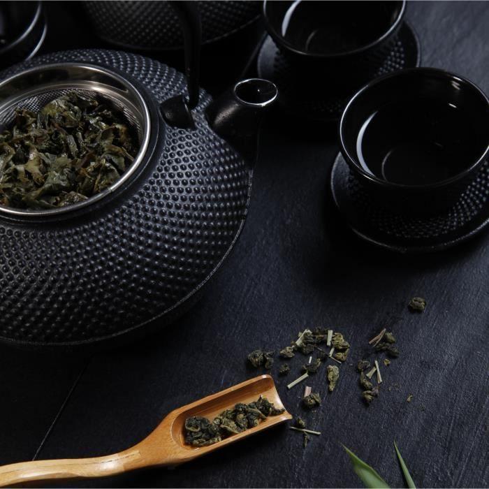 Service À Thé - Lumaland - 12 Pièces - Théière 1,4L - Tasses Et Soucoupes En Fonte - Bambou Inclus