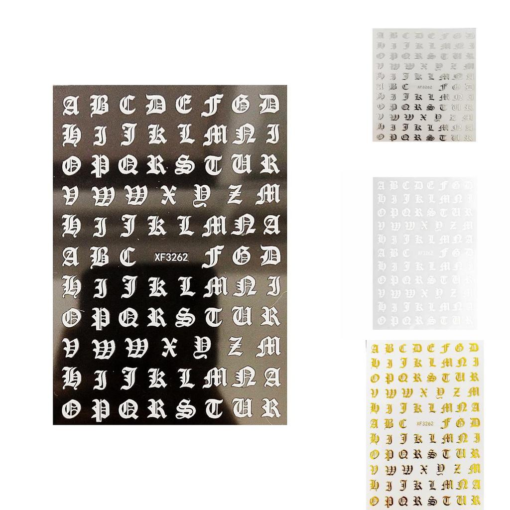 Fashionable 3d Nail Art Stickers With Latin Roman And English Alphabet Letter Designs