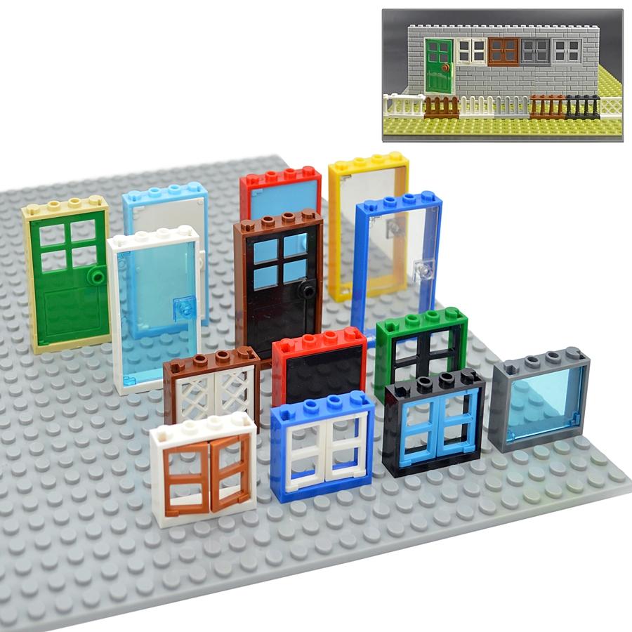 MOC Bricks Door Frame Glass Window 1x4x3 60594 60608 DIY Architecture House Building Blocks Toys Kids Educational Plastic Bricks