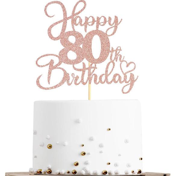 Sotpot 1 Pack 18th Birthday Cake Topper Double-sided Rose Gold Glitter Cake Pick Cake Decoration for Happy 18th Birthday Anniversary Party