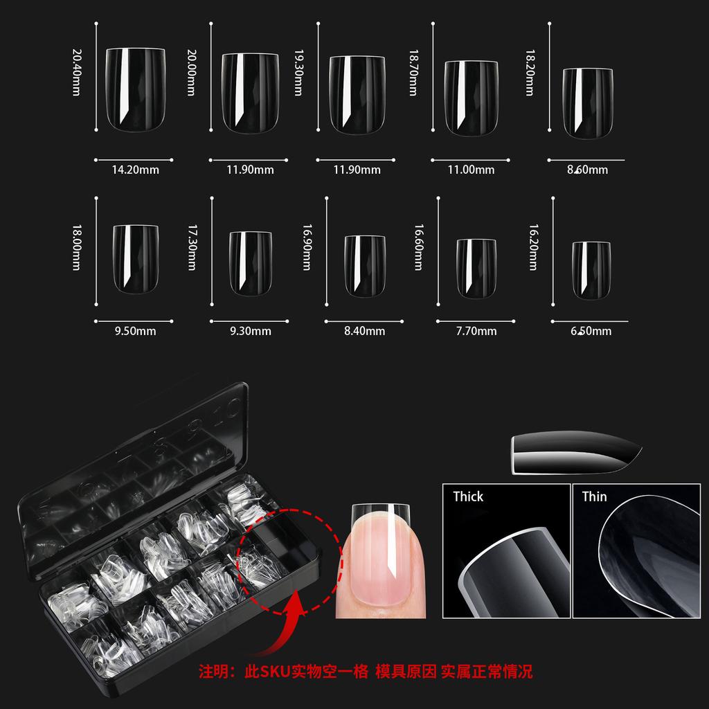 Boxed Transparent Fake Nails Mulit-Shaped Size Almond Coffin Press On Acrylic Nails For Manicure Art Extension Decoration