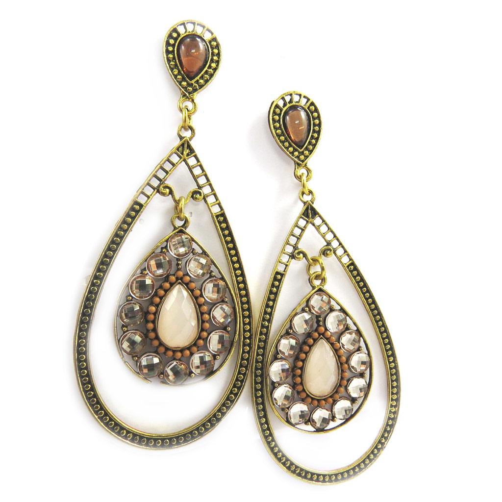 Les Trésors De Lily [M1915] - Designer Earrings 'Sissi' Golden Beige