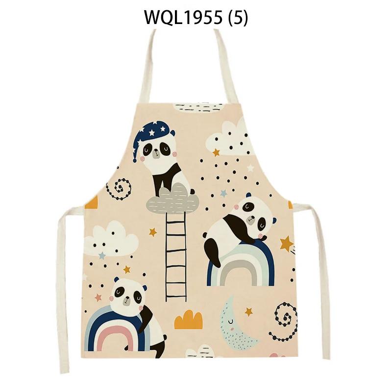 Cartoon Rainbow Clouds Kitchen Sleeveless Apron Women Men Linen Waist Bib Home Cleaning Apron Cute Animal Household Pinafore