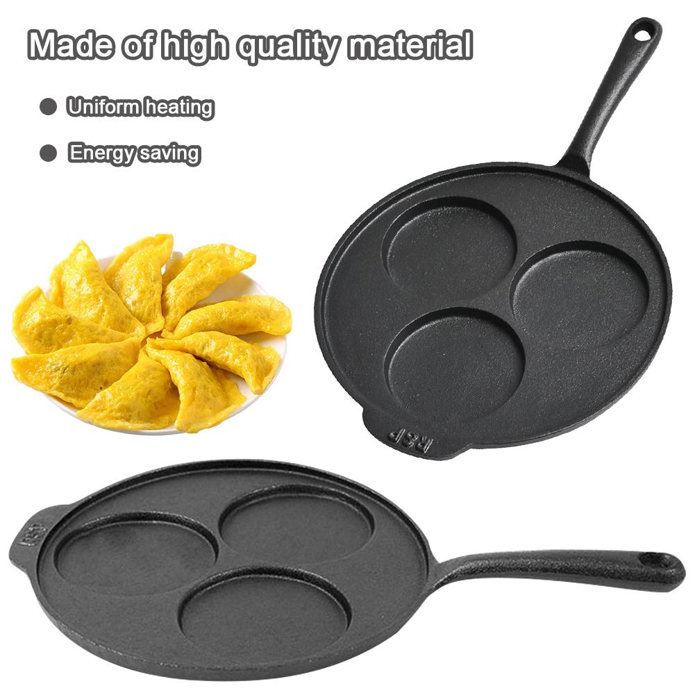 Cast Iron Pancake Pan Nonstick 3-Cup Skillet 9 Inch Frying Pan for Gas Stove Induction Cookware