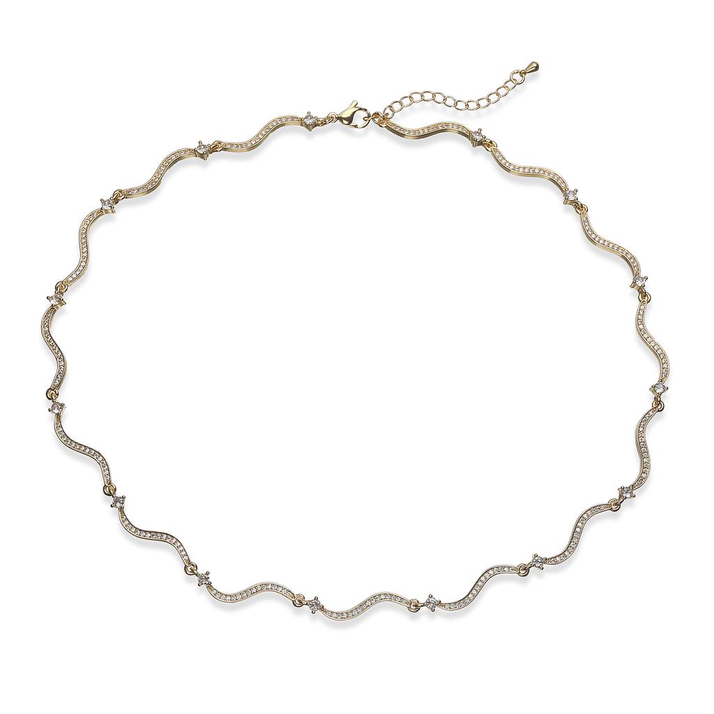 HECHENG,Korean Minimalist Style Fashion Wavy CZ Stone Chain Necklace/Bracelet/Ring Collar Zircon Gift Selection 1 Pc