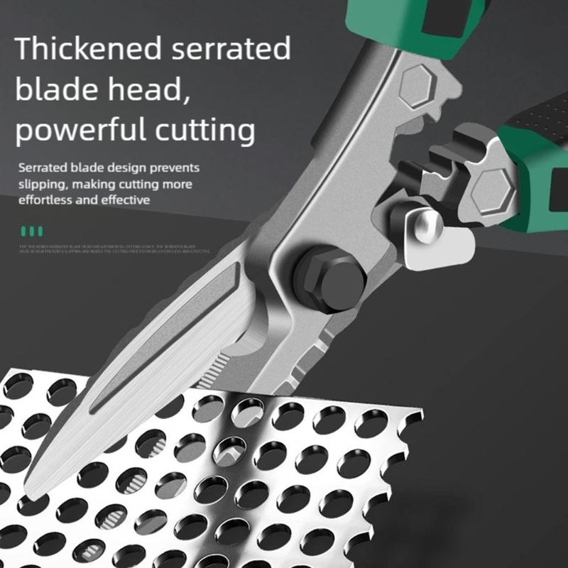 Professional Tin Snips With Crimper Pliers Tool Hexagonal Key Serrated Blade Ergonomic Comfortable Grip Nonslip Design