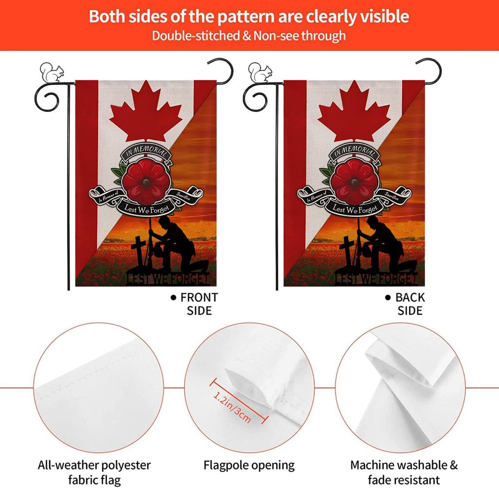 Memorial Day Flag, Lest We Forget Veterans Garden Flag, 12 X 18 Inch Double Sided, Military Soldiers Veterans Patriotic Yard Outdoor Decoration