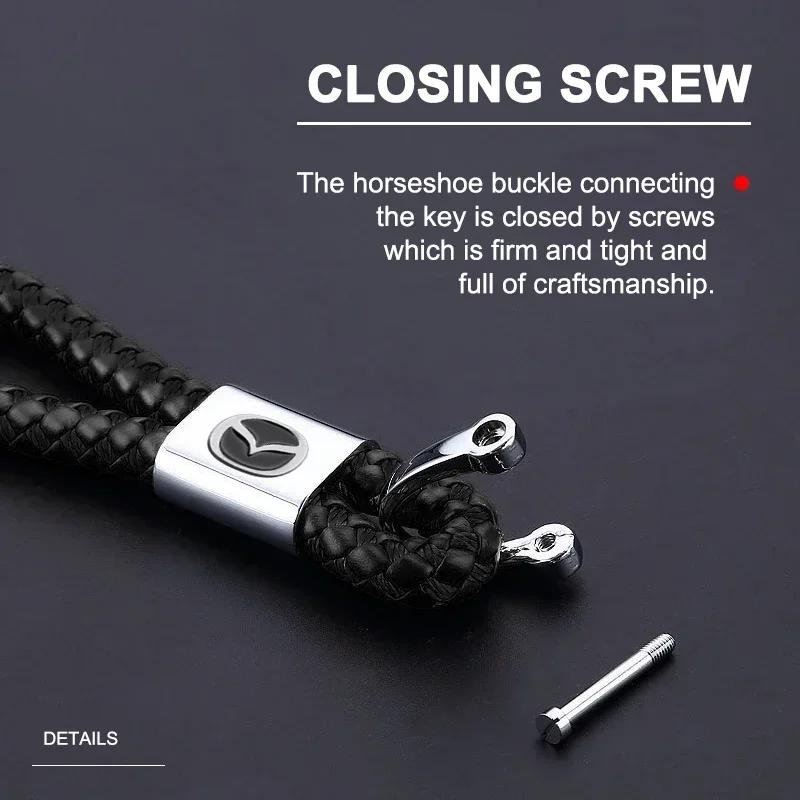 Car Woven Rope Keychain Ornaments Leather Keyring Gifts For Mazda 2 3 6 5 Atenza CX3 CX5 MX5 CX7 Axela CX30 CX90 CX60 CX50 MX30