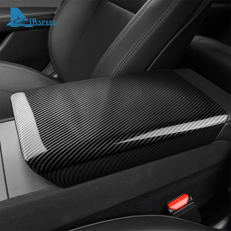 ABS Carbon Fiber Center Console Armrest Protective Cover For Tesla Model 3 Highland 2024 Model Y Juniper 2025 Car Accessories