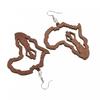 Vintage Ethnic Women Natural Wooden African Map Tribal Drop Earring Brown