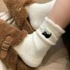 Girls Soft Velvet Winter Women's Cute Cat Print Thickened In Tube Socks Simple Cozy Hairy Sleep Fashion Sock