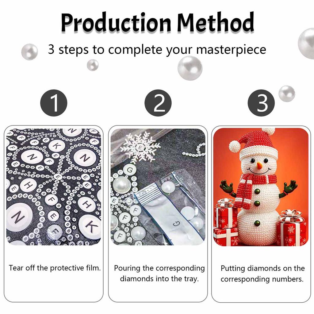 Christmas Snowman Pearl Painting Kit Handmade DIY Home Decoration Painting