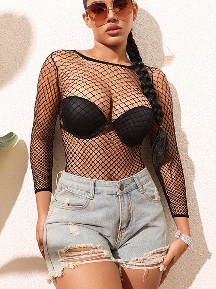 Y2K Beach Wear Mesh Colors Dress Hollow Out Fishnet Hip Skirt Night Dress Women Sheer Sexy Lingerie See Through Mesh Nightwear
