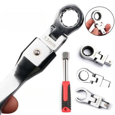 Portable Crescent Wrench 180 ° Rotating Gear Wrenches Hardware Repair Tools Chrome Vanadium Steel Ratchet Wrench