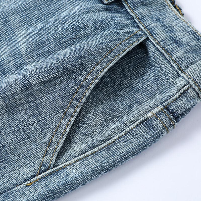 Chutang Unisex American Retro Washed Barrel-Leg Jeans