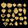 5pcs/Lot Gold Color PVD Stainless Steel Sacred Heart Pendants For Jewelry Making Supplies Sun Love Charm DIY Necklace Bracelets