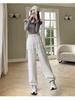 Women's High-Waisted Lace Patchwork Wide-Leg Sweatpants for Spring/Summer