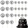24pcs Discos Ball Cupcake Toppers Cake Decorations for Wedding Party Supplies A0KF
