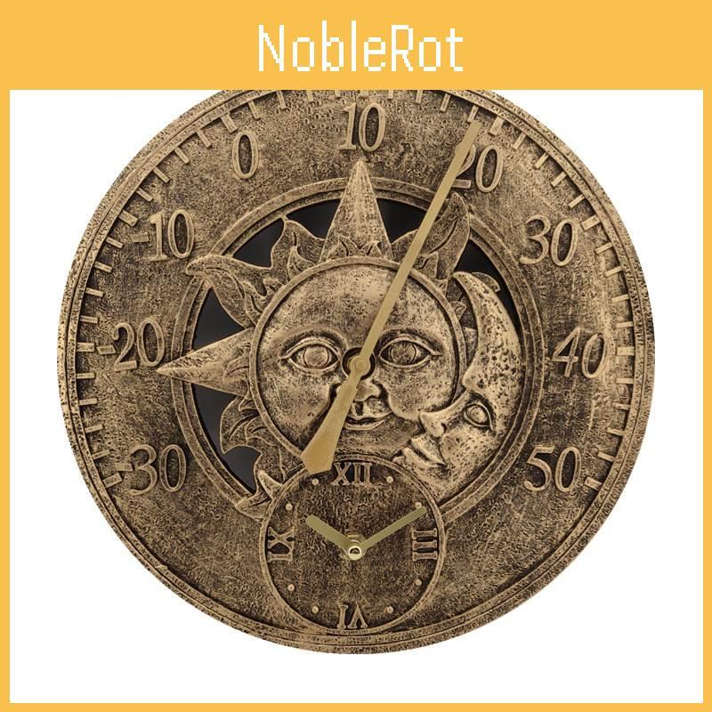 Vintage European Style Resin Wall Clock With Temperature Display For Living Room And Bedroom Decor