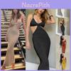 Dresse Spaghetti Maxi Strap Hollow Out Bodycon Dress Backless Cut Out Dress Wrap