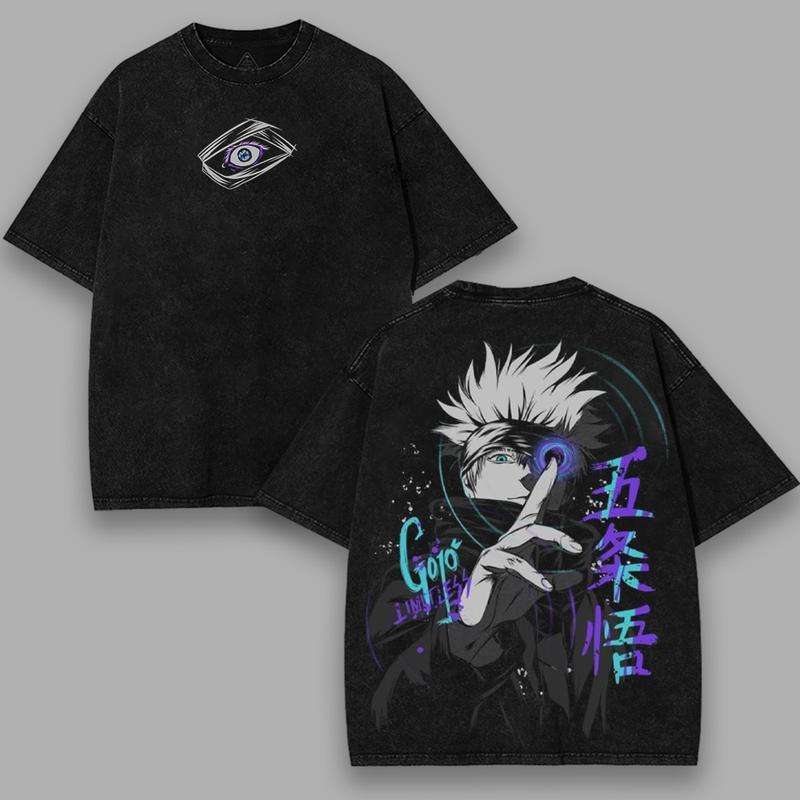 Jujutsu Kaisen Satoru Gojo Six Eyes Technique Vintage Washed Oversized Streetwear Women And Men T-Shirt L