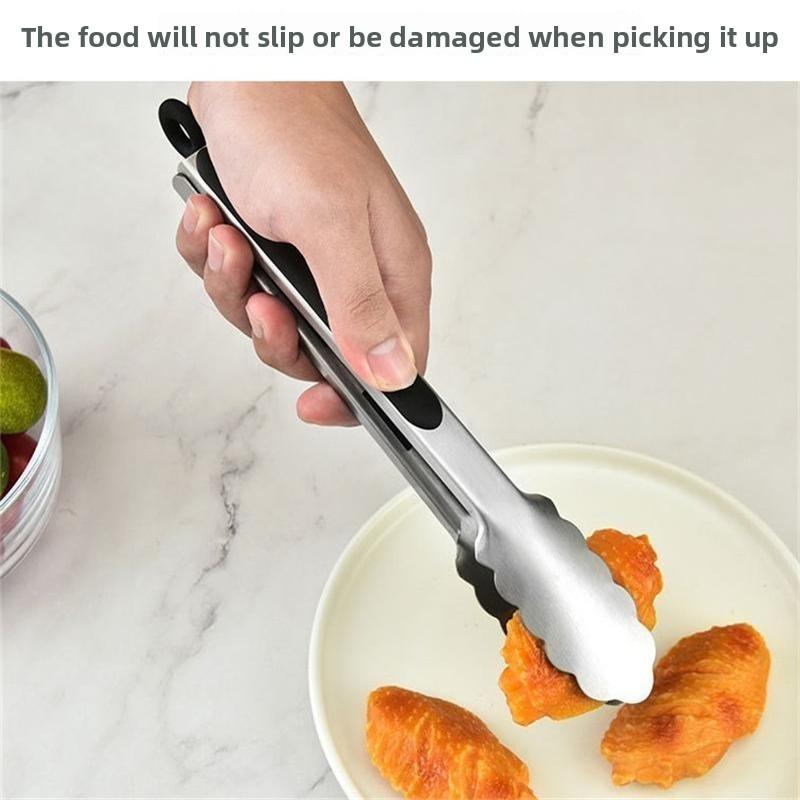 Thickened Stainless Steel Food Tongs, Heat Resistant BBQ Grill Clips, Kitchen Barbecue Sausage Serving Cooking Tools