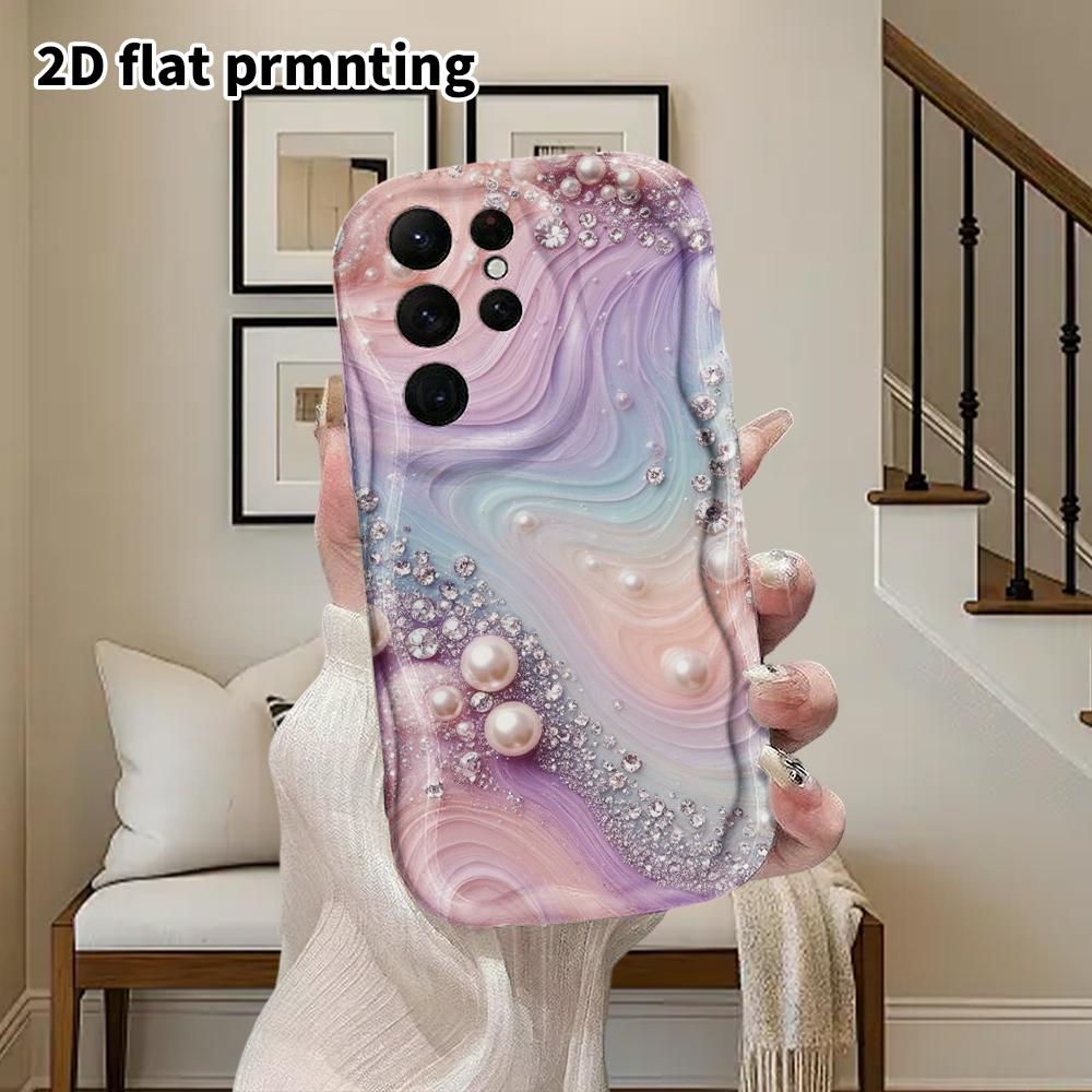 Phone Case: 2D Flat Samsung Galaxy A34 A35 M05 M06 S20 S22 S21 FE Plus 5G Protective Case, Couple Style, Pearl Diamonds, Christmas and Halloween Gift