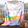 Care Bears Flannel Blanket, Personalized Custom Name Text, Soft Warm Plush Throw Blanket For Gift