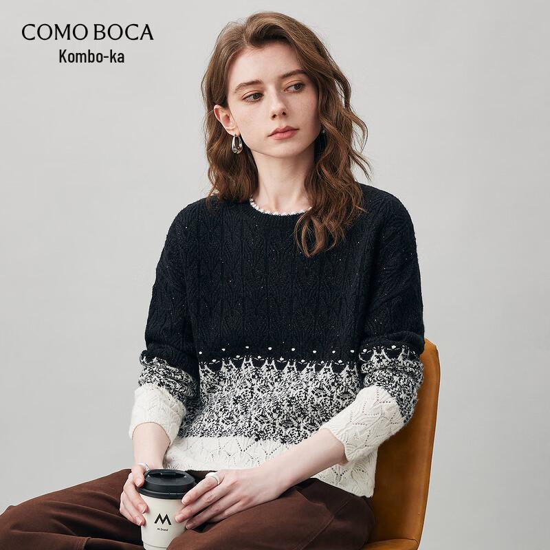 Komom Boca Women's Lace Round Neck Wool Sweater