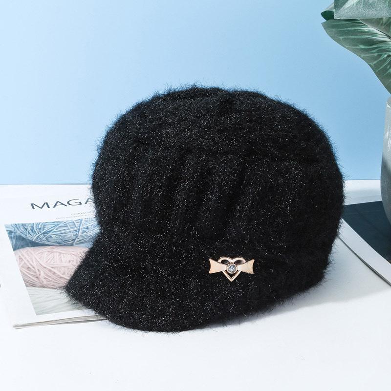 

Winter middle-aged mother lady fleece thickened basin hat warm knitted hat wool hat ethnic One Size