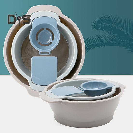 Stackable Flour Sieve Set 4-Piece Multifunctional Kitchen Baking Tools Including Fine Mesh Sifter Egg White Separator & Flour Scraper Portable Pollen