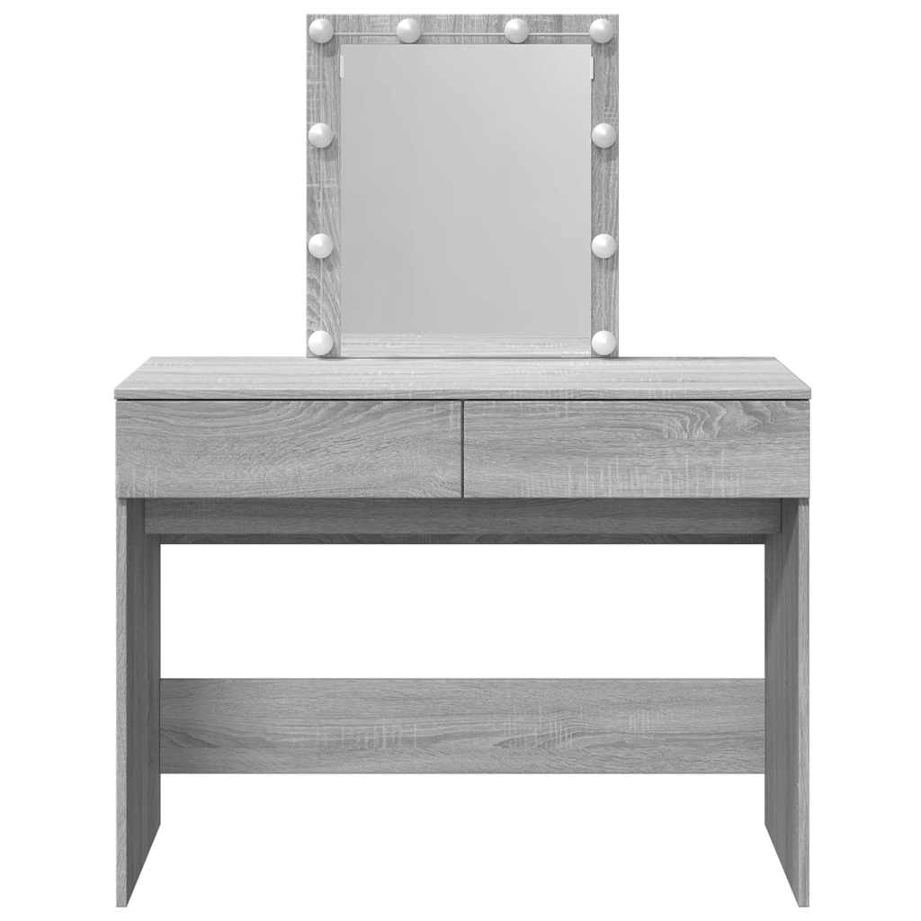 Makeup Table with LED Lighting Gray Sonoma 100 x 40 x 130 cm