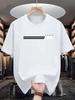 Men's Black Casual Crew Neck T-Shirt with Paris Letter Pri