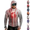 Men's Casual Raglan Sleeve Hooded Long Sleeve Sun Protection Jacket Halloween Pumpkin Print Lightweight Zip Up Outerwear