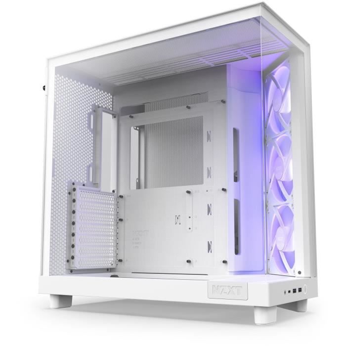 Boitier moyen-tour - NZXT - CC-H61FW-R1 - H6 Flow RGB - Double chambre - Ventilateurs RGB inclus - Blanc
