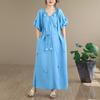 Short Sleeve Plus Size Vintage Floral New In Dresses for Women Casual Loose Maxi Long Summer Dress