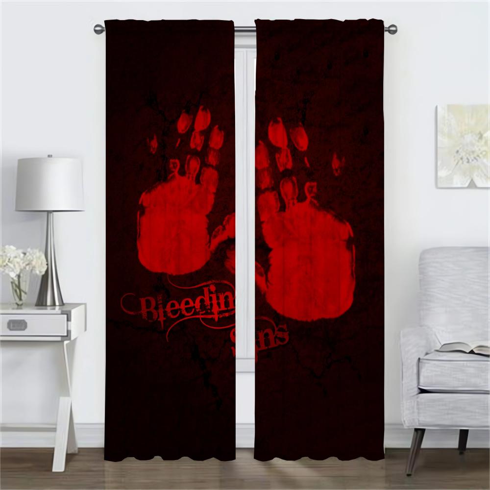 Bloody Blackout Curtains for Living Room Curtain Shades Anti-mosquito Curtains 2 Pieces Partition Halloween Decoration Kitchen