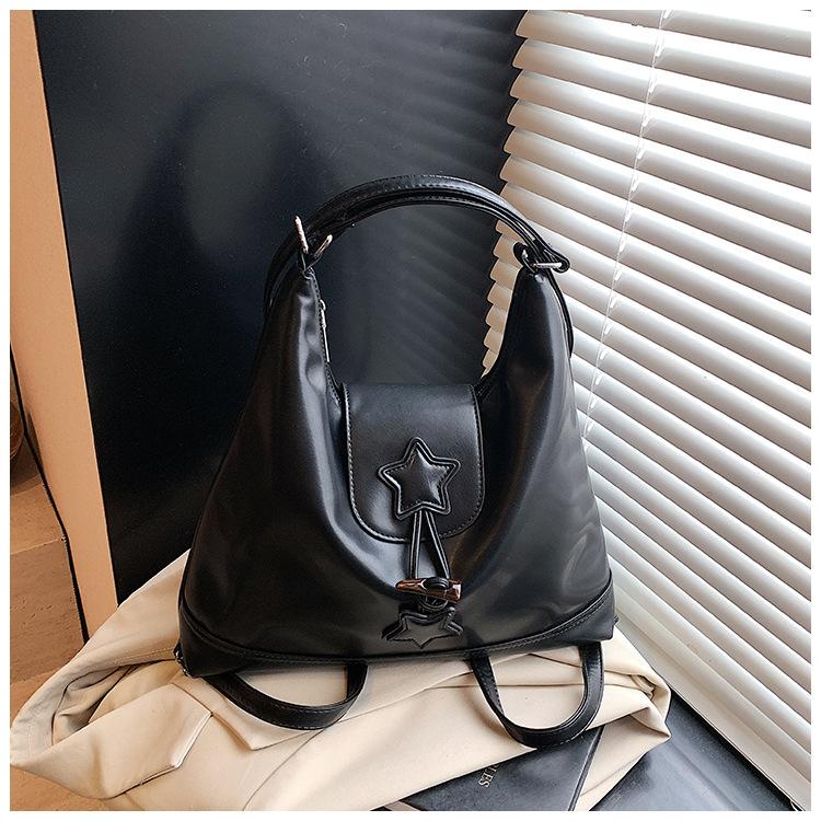 

Fashion backpack women s 2025 new simple texture bag large capacity leisure travel tote bag чёрный