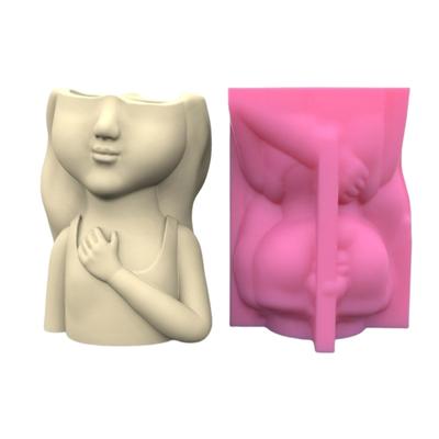 Girl Candle Holder Silicone Mold Cartoon Flower Pots Mold Candle Tray Mold Home Decorations Exploy Resin DIY Crafts