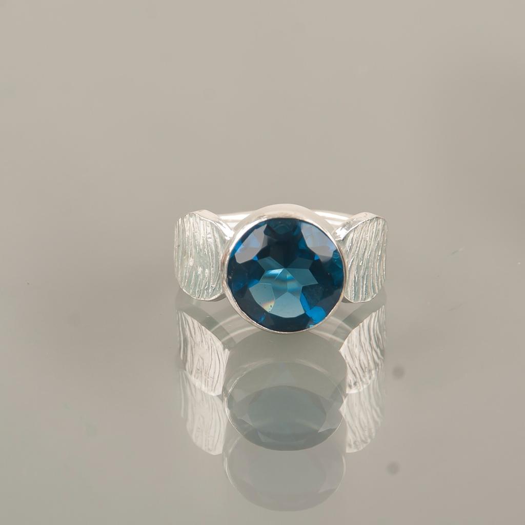 London Blue Topaz Gemstone Handmade 925 Sterling Silver Jewelry Partywear Ring RR-1-6