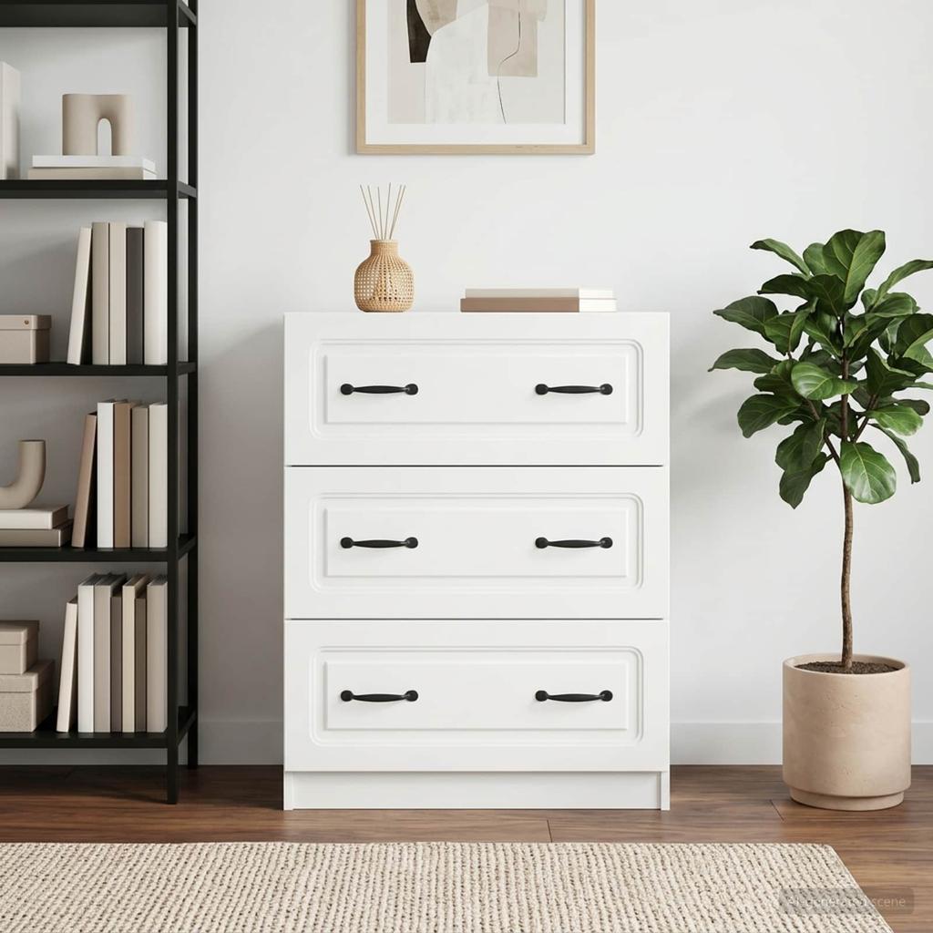 Drawer Cabinet White 66 x 34.5 x 87 cm Engineered Wood