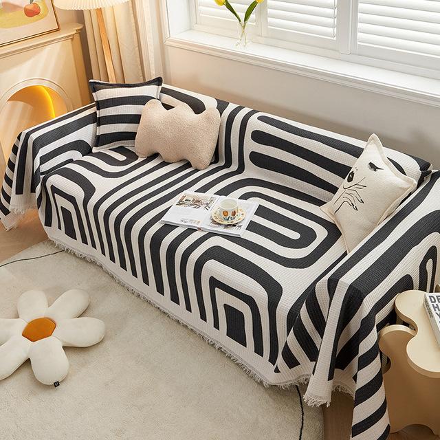 Modern Sofa Cover Throw Fringes Universal Couch Slipcover Sectional Furniture Protector Geometrical Sofa Towel For Pets Dogs