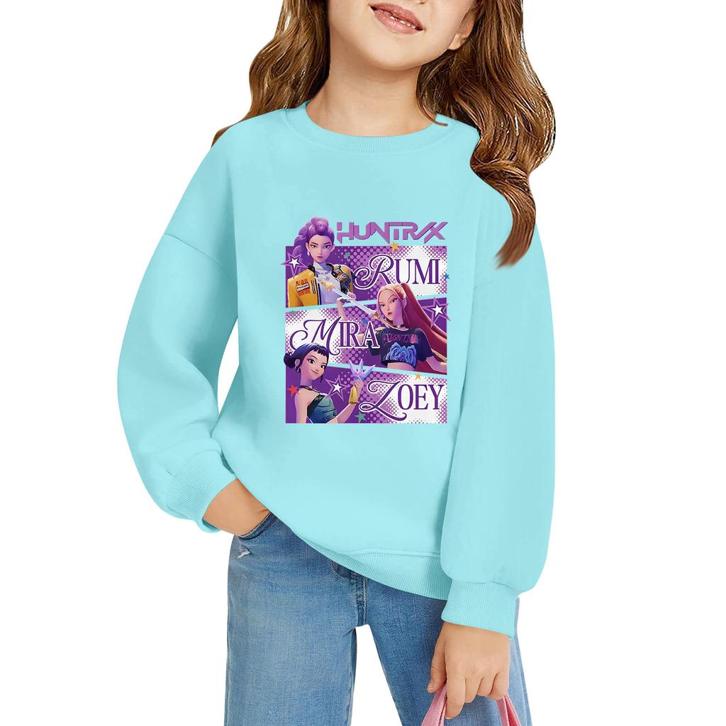 Kids' Long Sleeve Loose Pullover Letter Printed Round Neck Sweatshirt