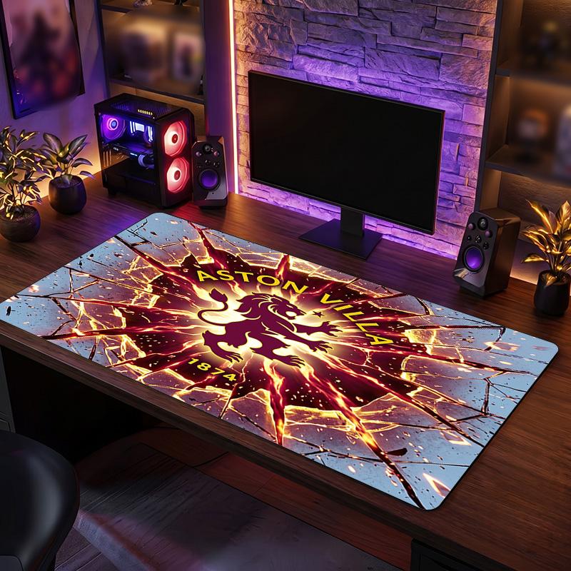 Aston Villa Football Print Large Mouse Pad, Anti-Slip Extended Gaming Desk Mat for Office Home
