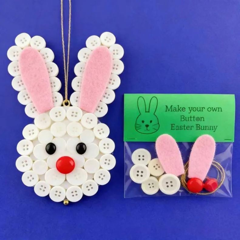 2026 New Easter Decoration DIY Gift Handmade Animation Style Easter Button Pendant Rabbit Egg Design China Origin 9x12cm