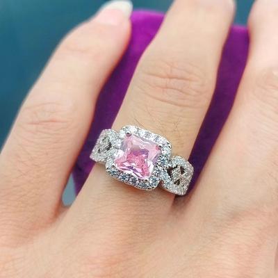 Fashion Accessories Princess Square Bag Zircon Jewelry Ring Women'S Diamond Ring Trend High Carbon Diamond Ring